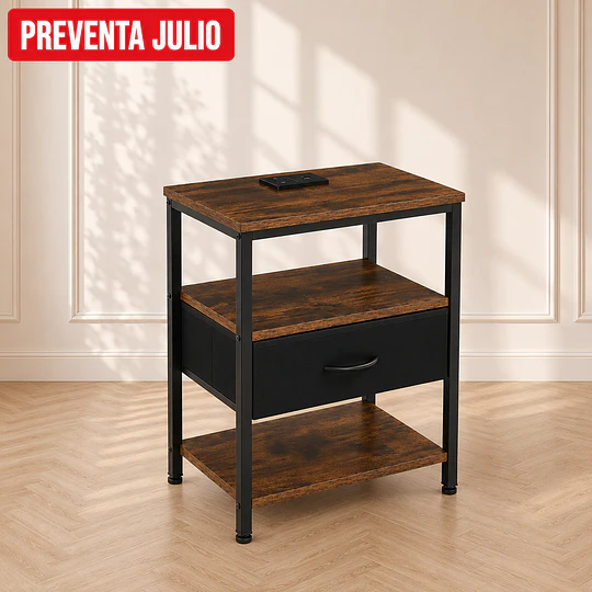Velador Blackwood Industrial MDF Metal Dormitorio Living