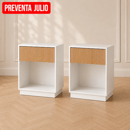 Set 2 Veladores Forli MDF Blanco Dormitorio Living