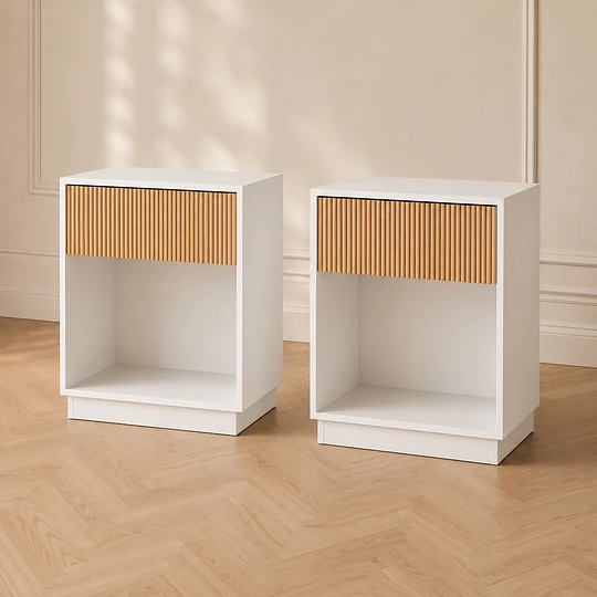 Set 2 Veladores Forli MDF Blanco Dormitorio Living
