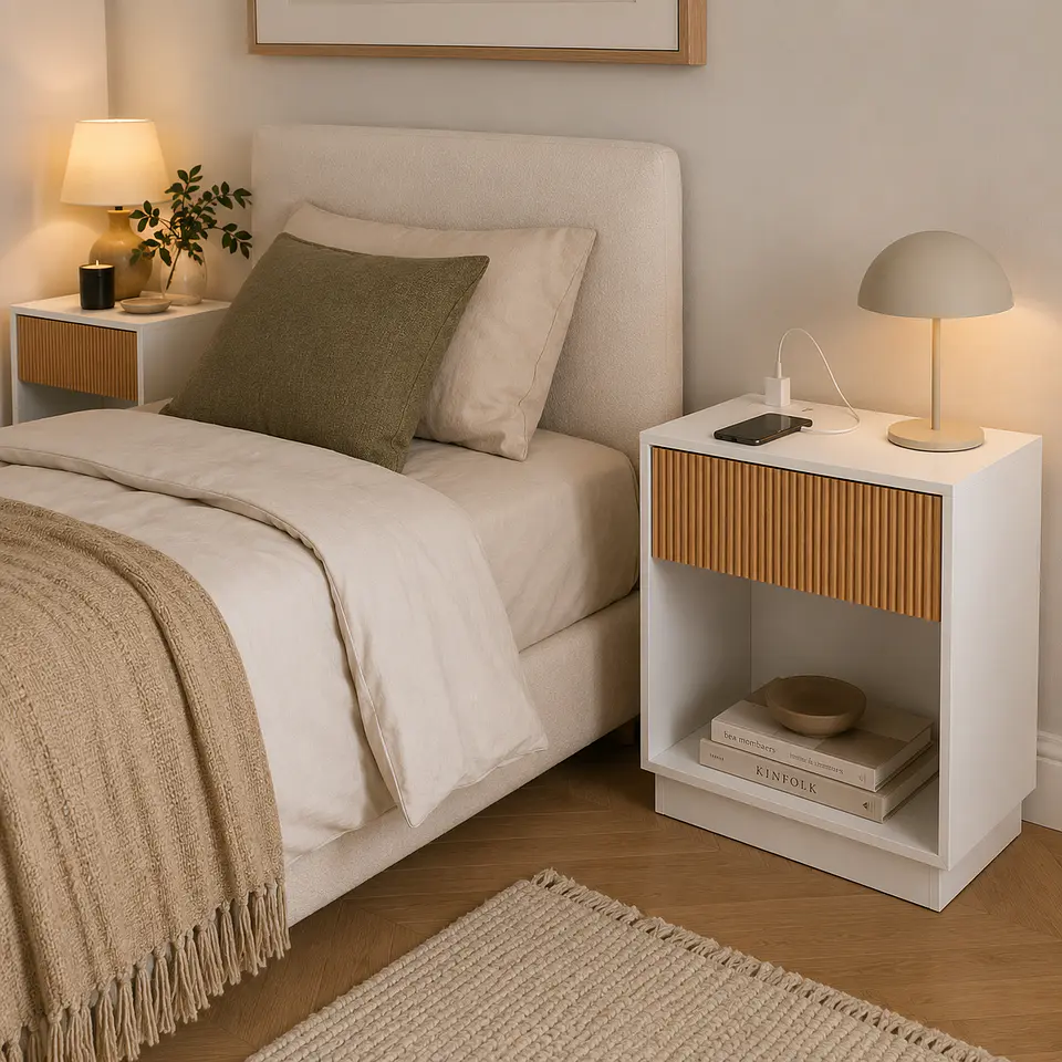 Set 2 Veladores Forli MDF Blanco Dormitorio Living 2