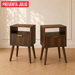 Set 2 Velador Auxiliar Teramo MDF Marrón Dormitorio Living