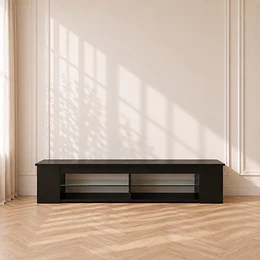 Rack TV LED Negro Moderno 135 cm Living Sala de Estar