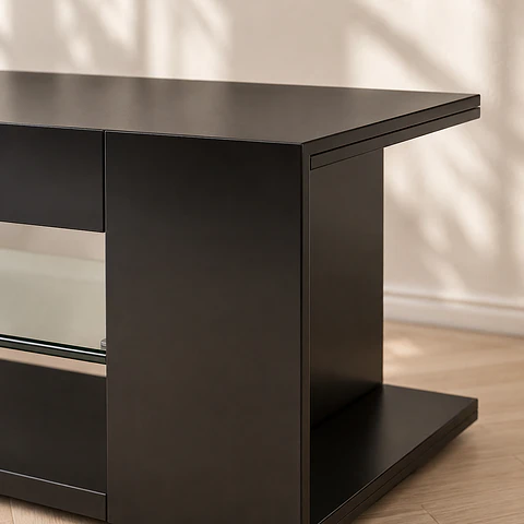 Rack TV LED Negro Moderno 135 cm Living Sala de Estar