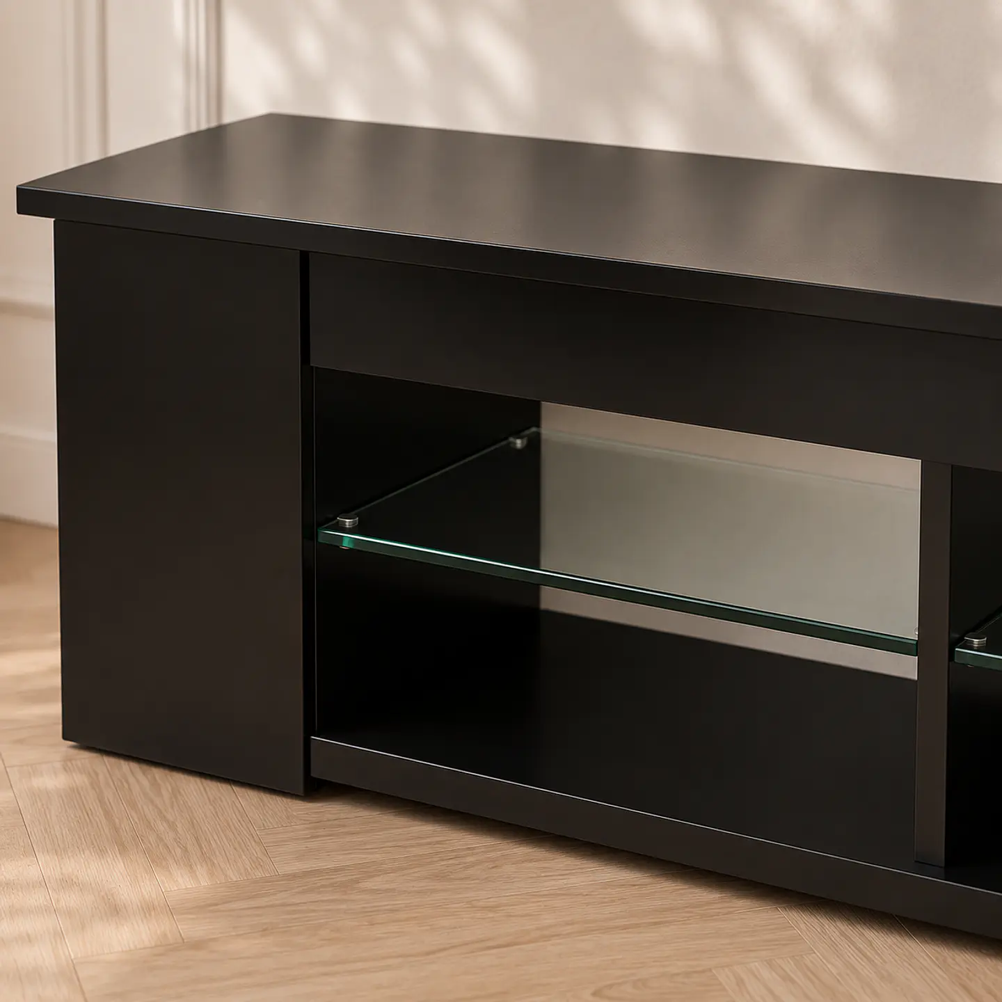 Rack TV LED Negro Moderno 135 cm Living Sala de Estar 3