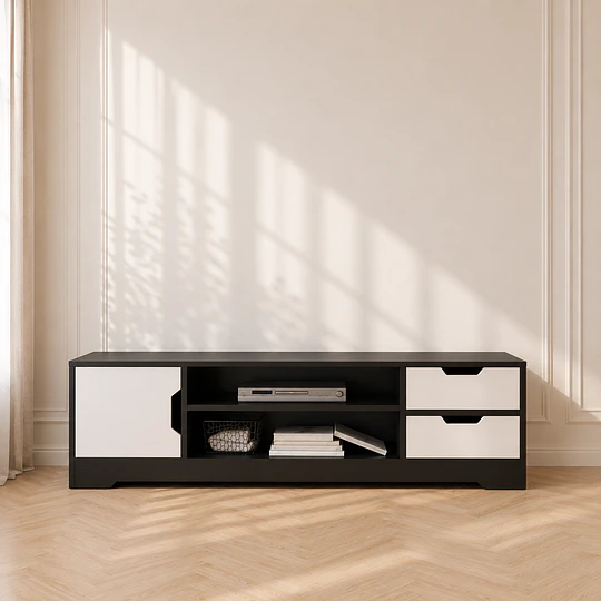 Rack Buffet Blanco Negro Living Comedor TV Decoración