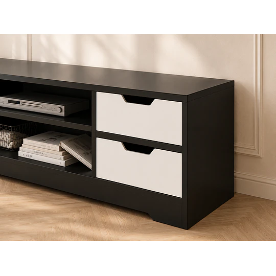 Rack Buffet Blanco Negro Living Comedor TV Decoración