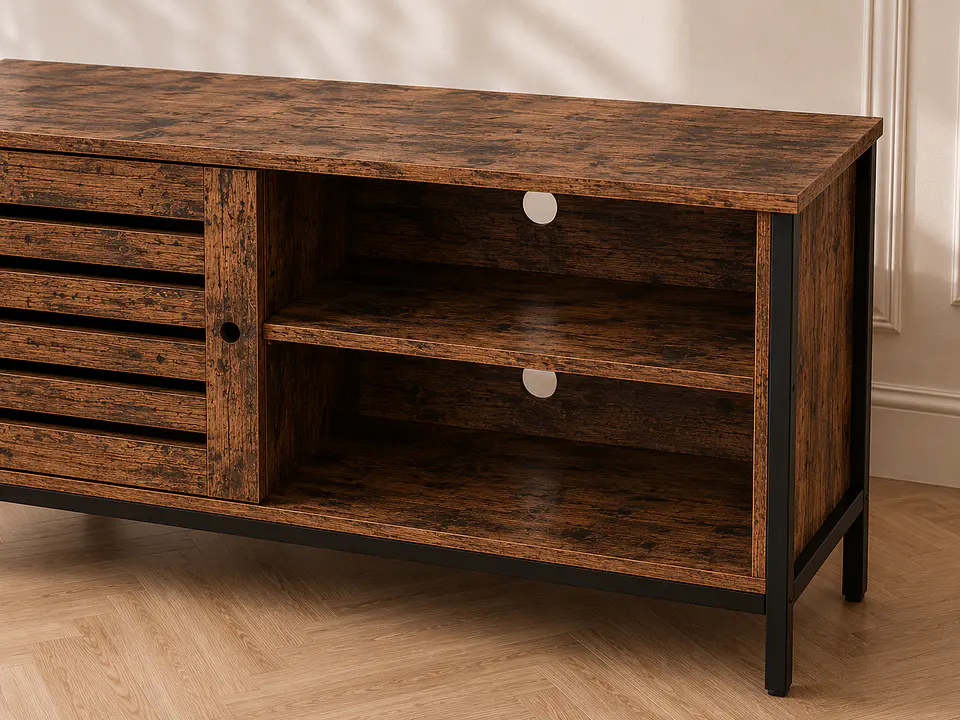 Rack Rustic Terra MDF y Metal 110cm- TV Living Dormitorio 3