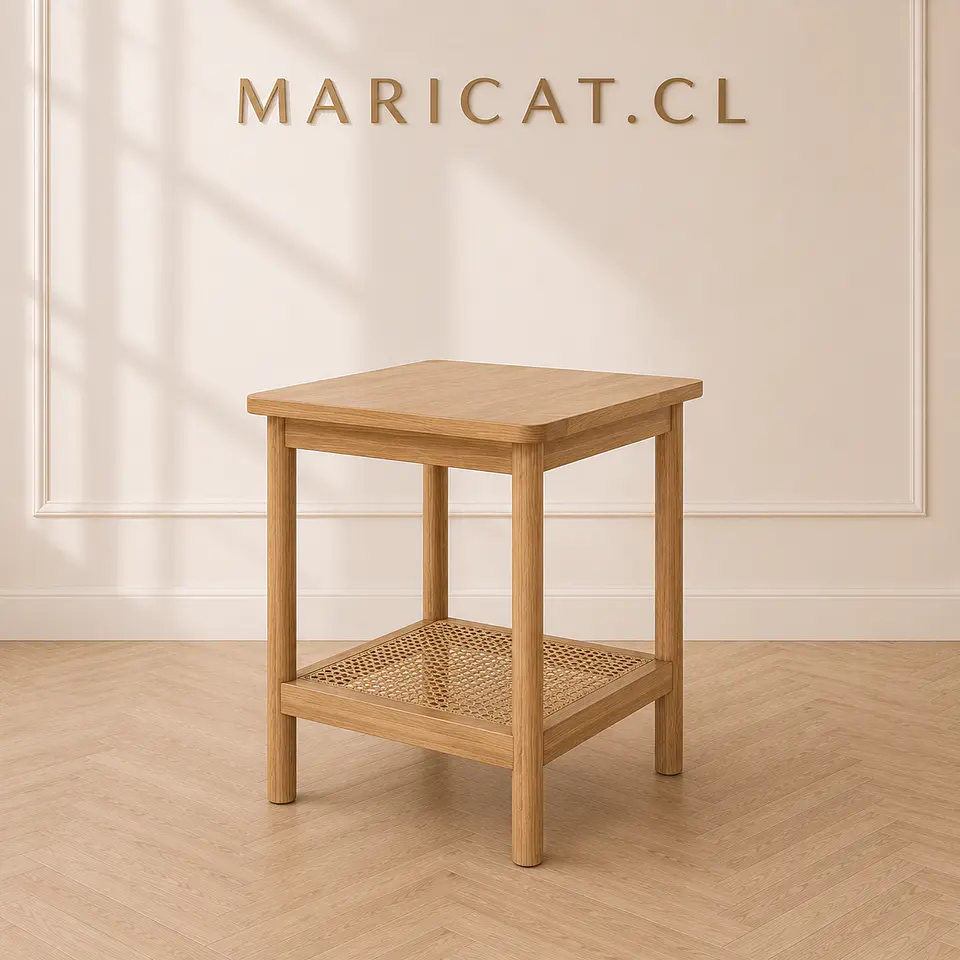 Mesa Ari Lateral o Velador MDF Rattan - dormitorio living lectura 1