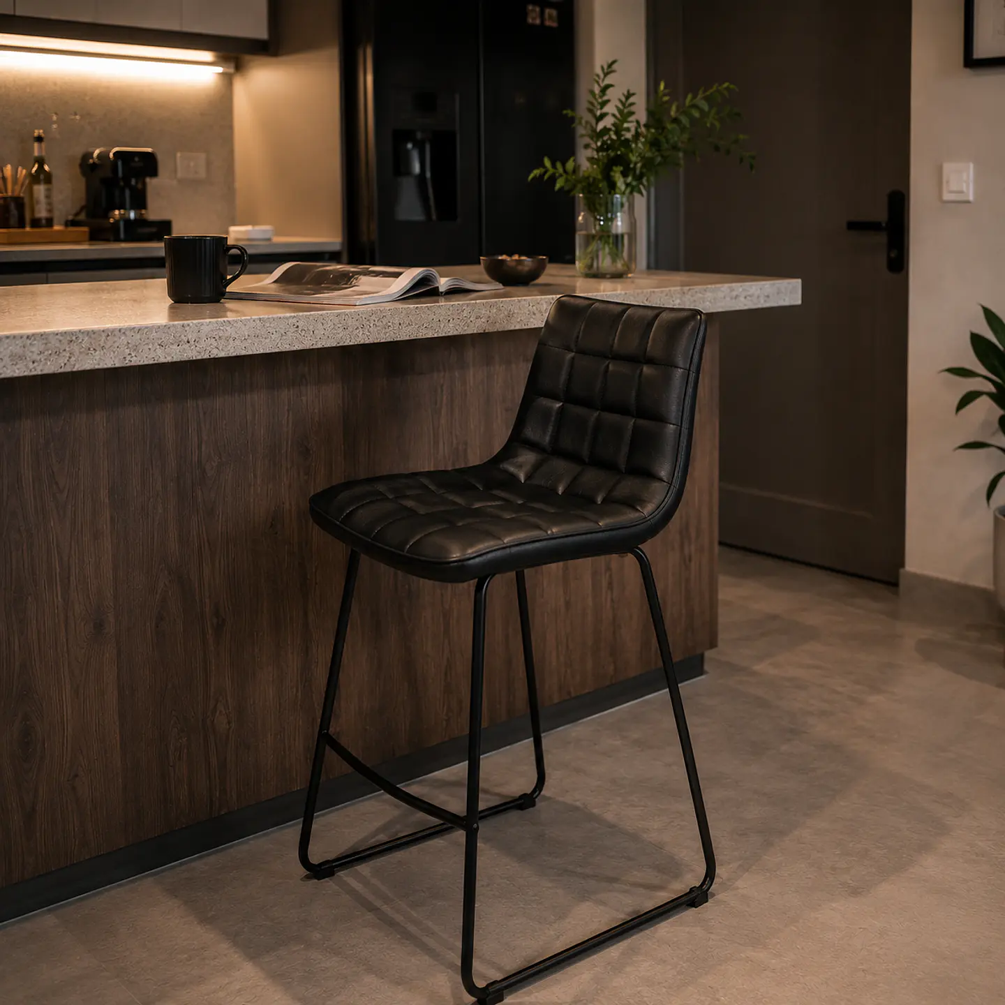 Taburete Bar Milano Eco Cuero Negro Black- Cocina restaurant 3