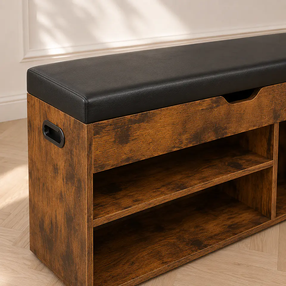 Banqueta Zapatero Gilard MDF Melamina Asiento Baúl -Recibidor Dormitorio multiuso 3