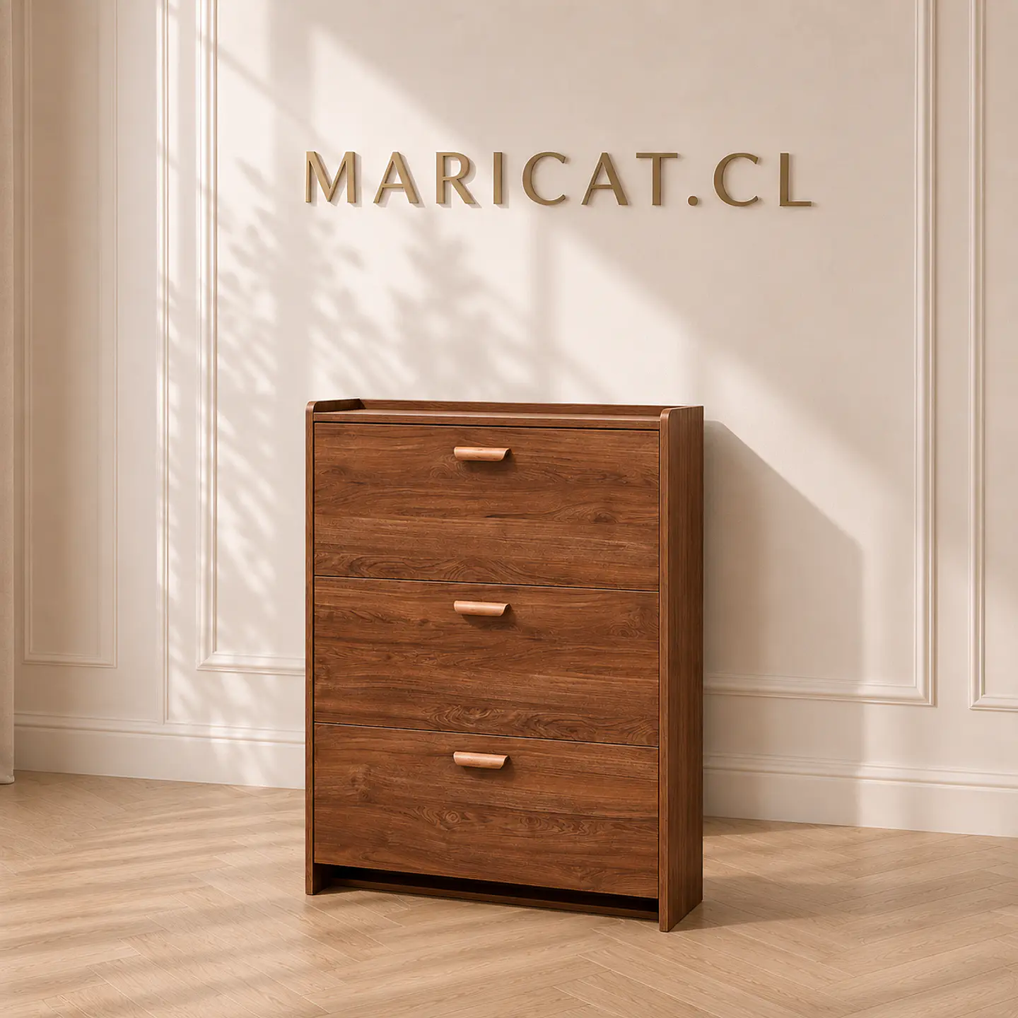 Zapatero Wood tres niveles MDF-Recibidor Dormitorio multiuso 1
