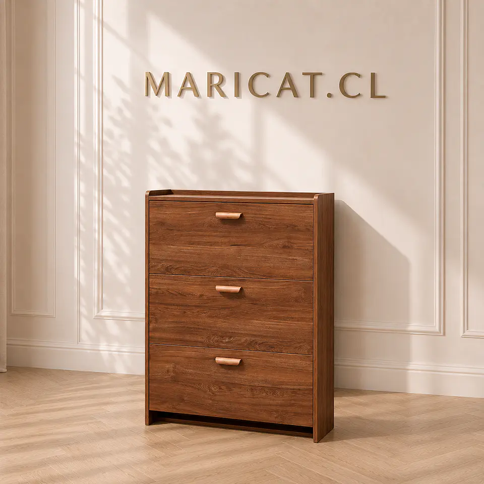 Zapatero Wood tres niveles MDF-Recibidor Dormitorio multiuso 1