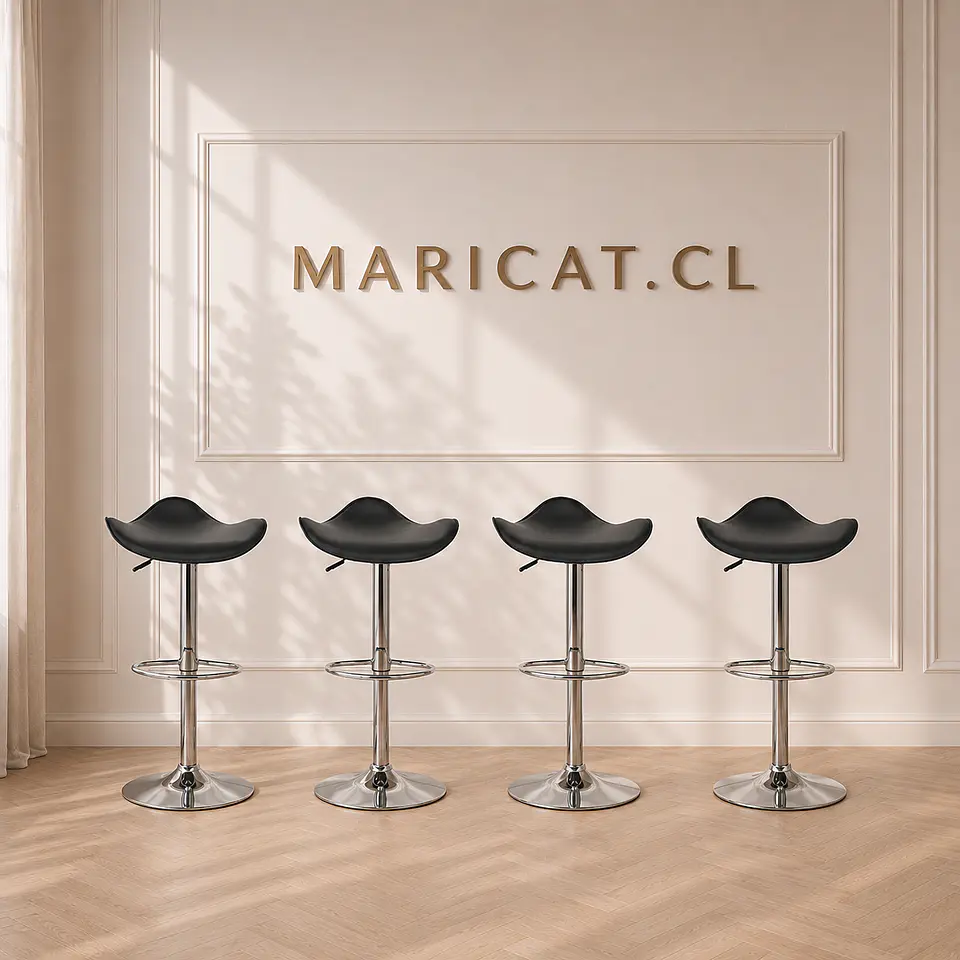 Pack 4 Taburete Bar Regulable Dandy Acolchado Negro- Cocina  1