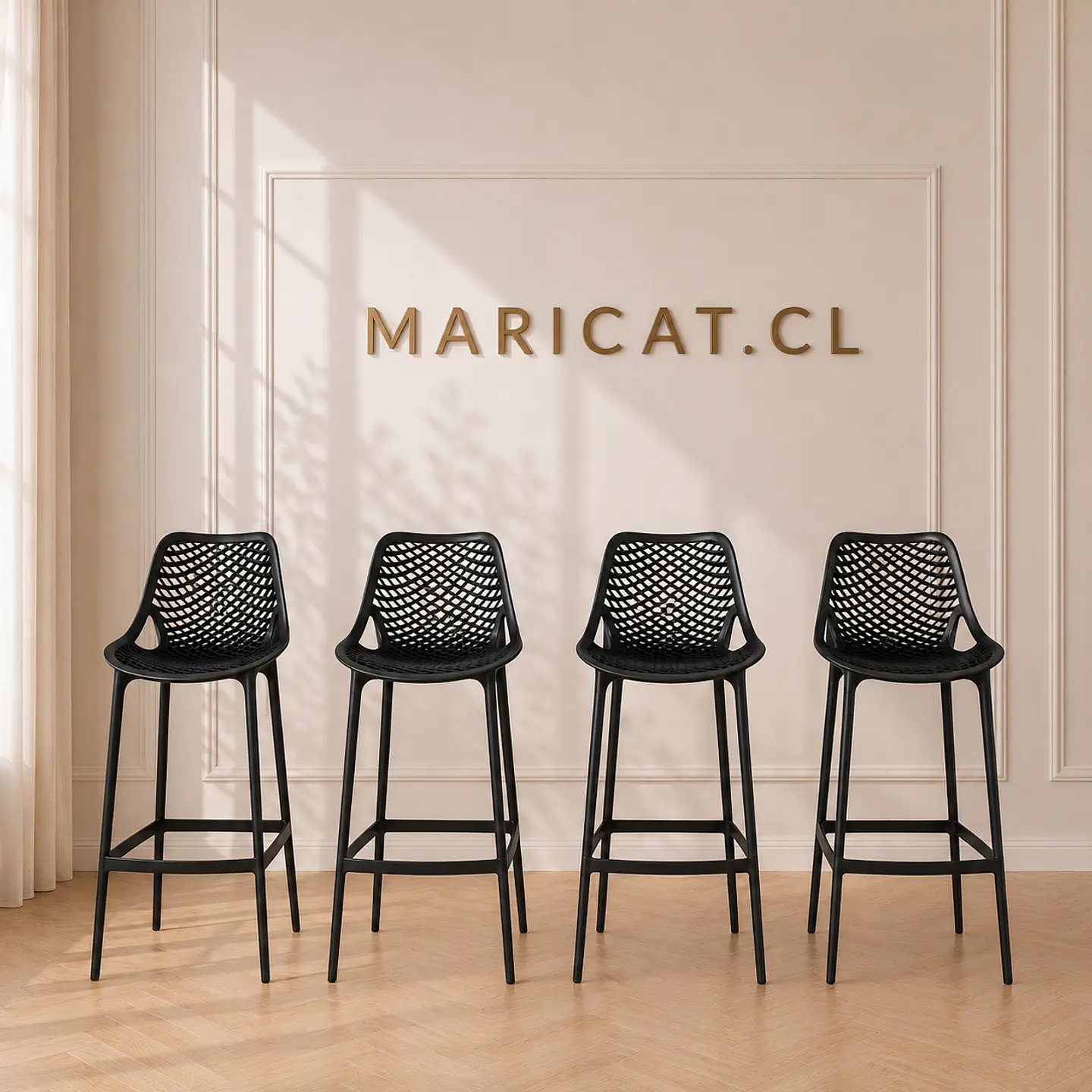 Pack 4 Taburetes Bar Stool Berlin Apilables de polipropileno- Cocina restaurant terraza 1