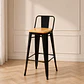 Pack 4 Taburete Bar Tolix metal Negro con Madera clara- cocina restaurant terraza eventos - Miniatura 2