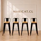 Pack 4 Taburete Bar Tolix metal Negro con Madera clara- cocina restaurant terraza eventos - Miniatura 1
