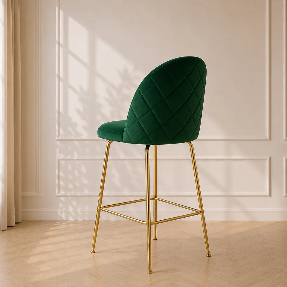 Taburete Bar Velvet Luxury Gold Verde- cocina restaurant 1