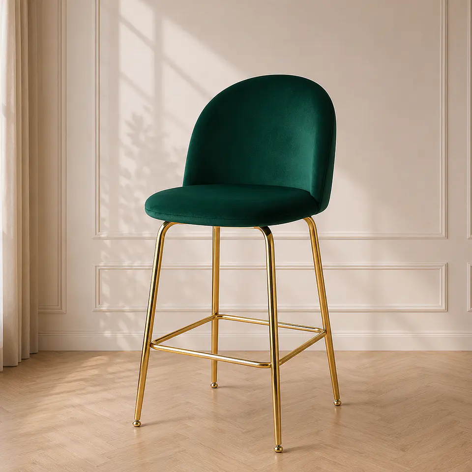 Taburete Bar Velvet Luxury Gold Verde- cocina restaurant 2
