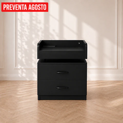 Velador Auxiliar Pixel Negro MDF Dormitorio Living