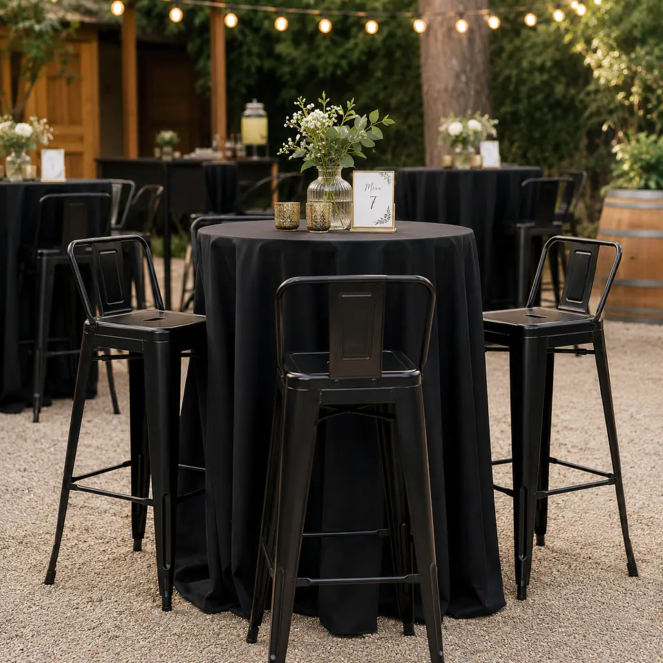 Taburete Bar Bajo Tolix Metal Negro-  Cocina Restaurant Terraza 2