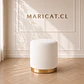 Puff Velvet con Base Dorada Blanco– Multifuncional - Miniatura 1