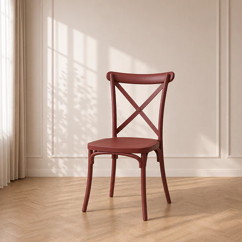 Silla Apilable Danubio Crossback Polipropileno Café- comedor terraza restaurante