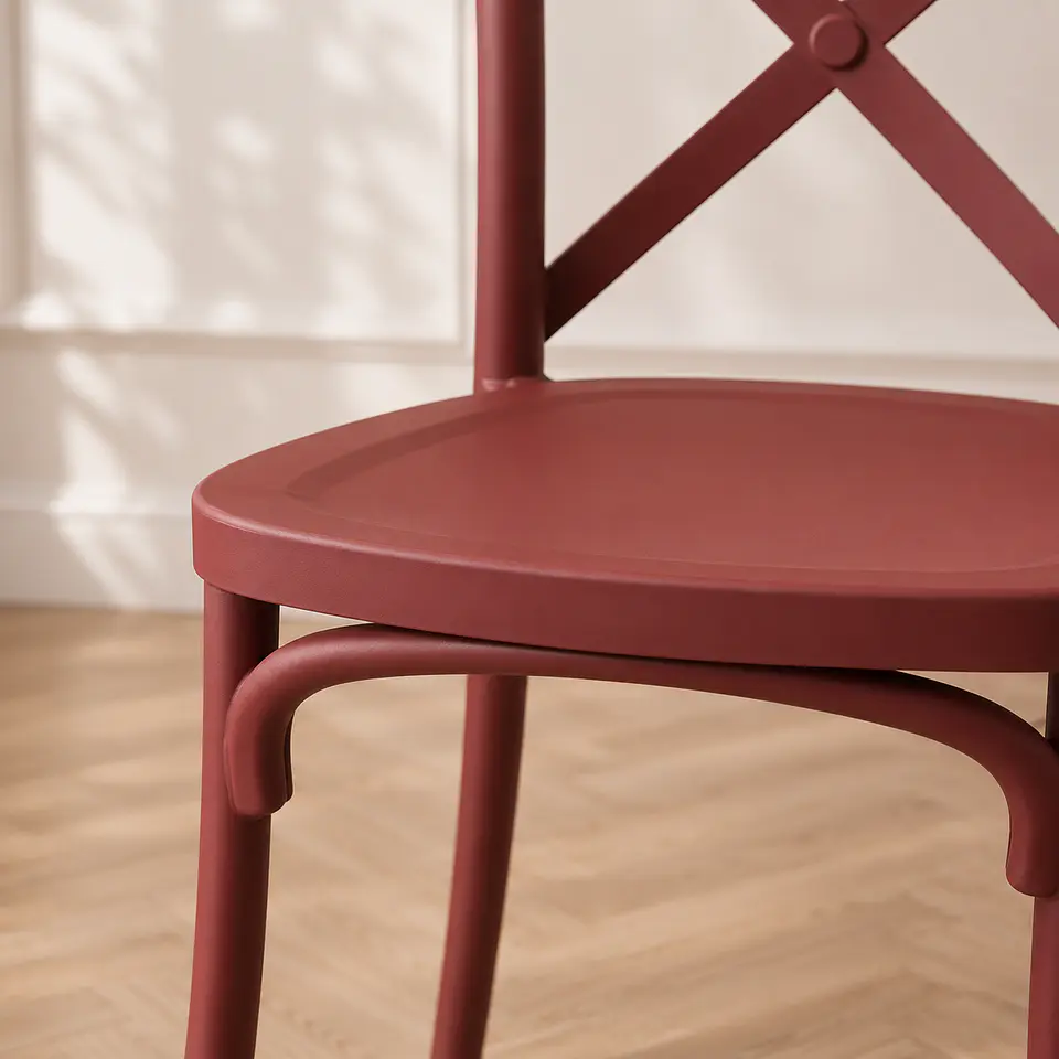Silla Apilable Danubio Crossback Polipropileno Café- comedor terraza restaurante 4