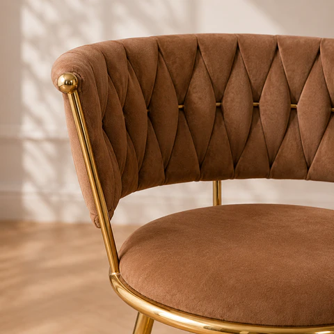 Pack 4 Taburete Bar Queen fijo velvet gold Cafe Terracota-Cocina terraza