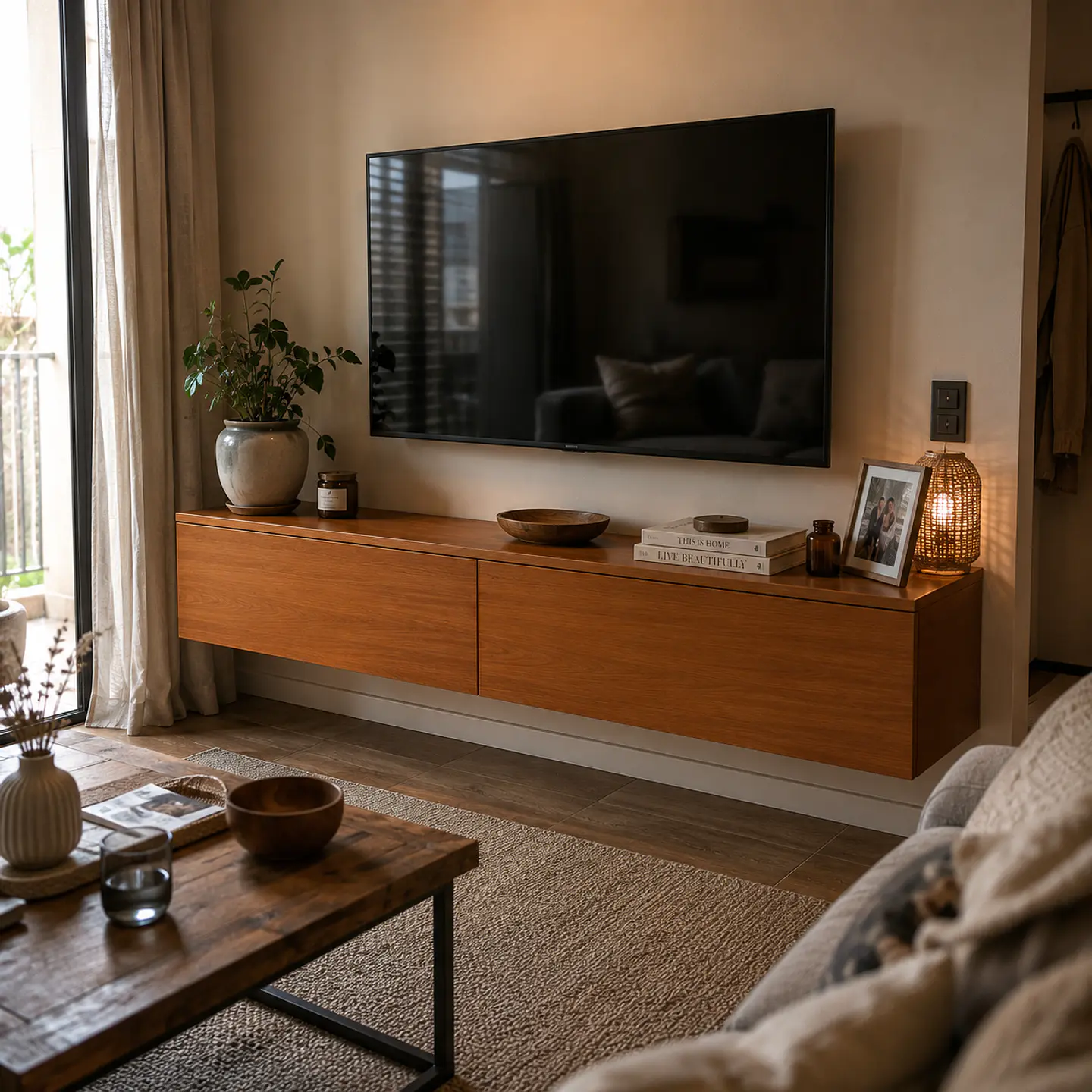 Rack Ola MDF flotante wood - Tv living dormitorio 3
