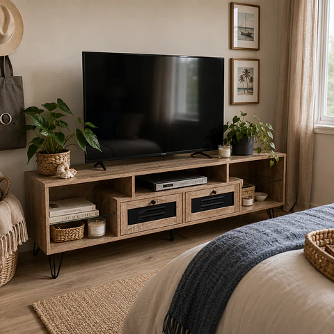 Rack Paris MDF y Metal dos gavetas 150cm - TV Living Dormitorio