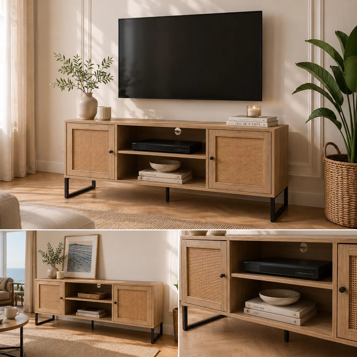 Rack o Buffet MDF Rattan 120cm- TV living dormitorio 5