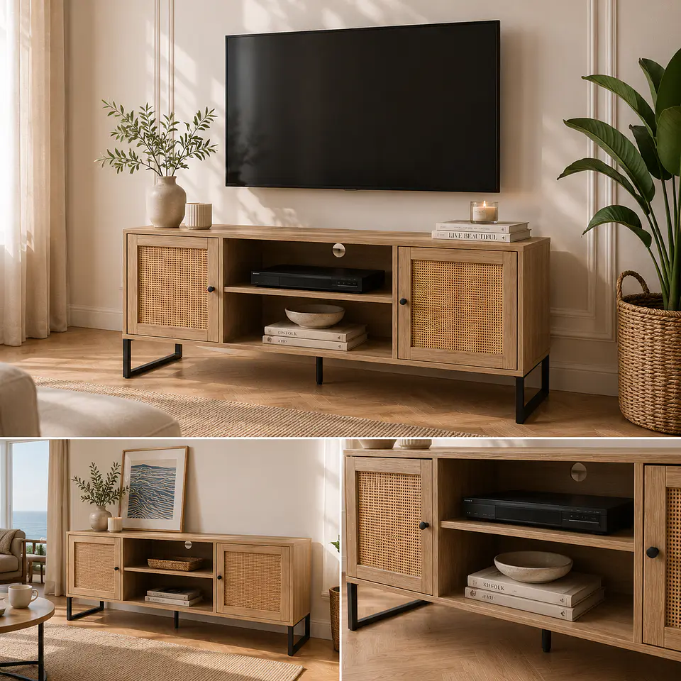 Rack o Buffet MDF Rattan 120cm- TV living dormitorio 5