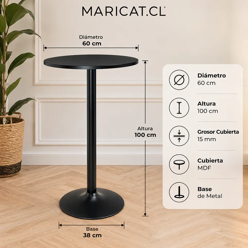 Mesa Tulip ADI Redonda Alta Negra MDF - Bar Terraza Eventos 2