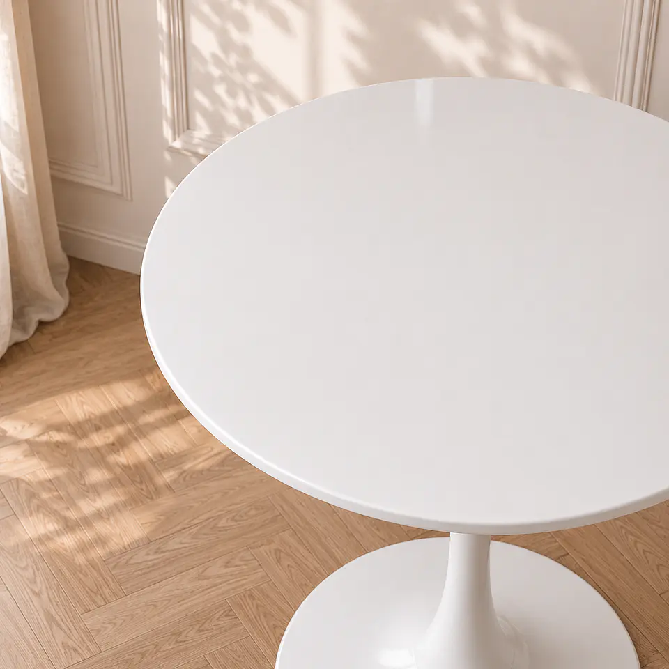Mesa Tulip Bar Brisa MDF Metal Blanco 60cm- Terraza Restaurante Eventos 4