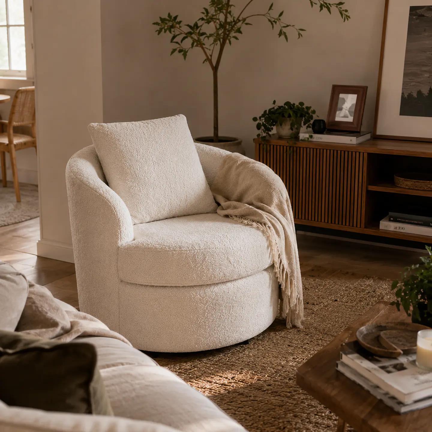 Sillón Giratorio Boucle ovejita 360° Pro- Living Dormitorio Recepción 4