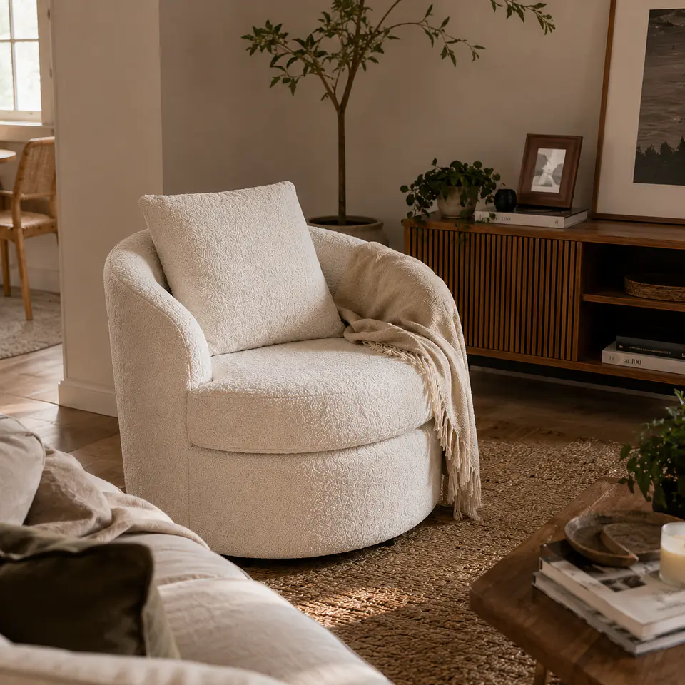 Sillón Giratorio Boucle ovejita 360° Pro- Living Dormitorio Recepción 4