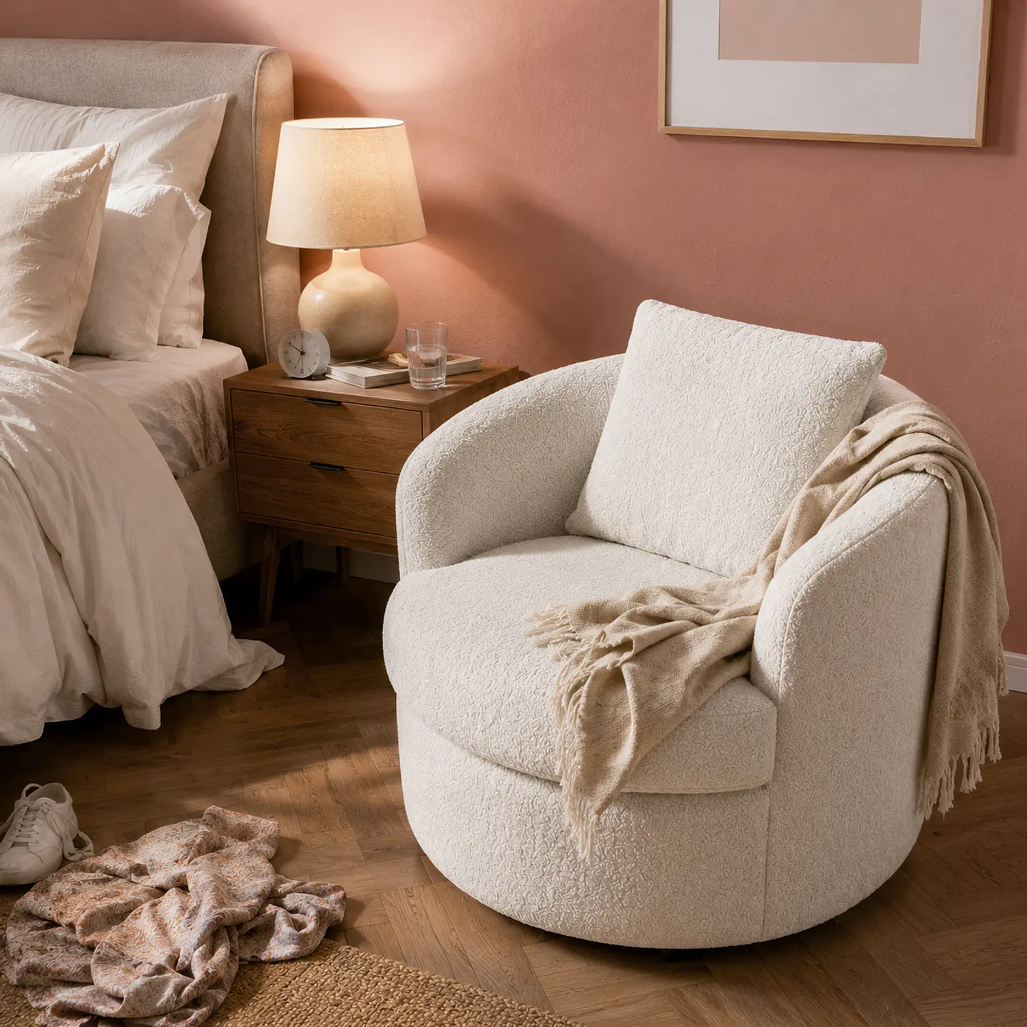 Sillón Giratorio Boucle ovejita 360° Pro- Living Dormitorio Recepción 5