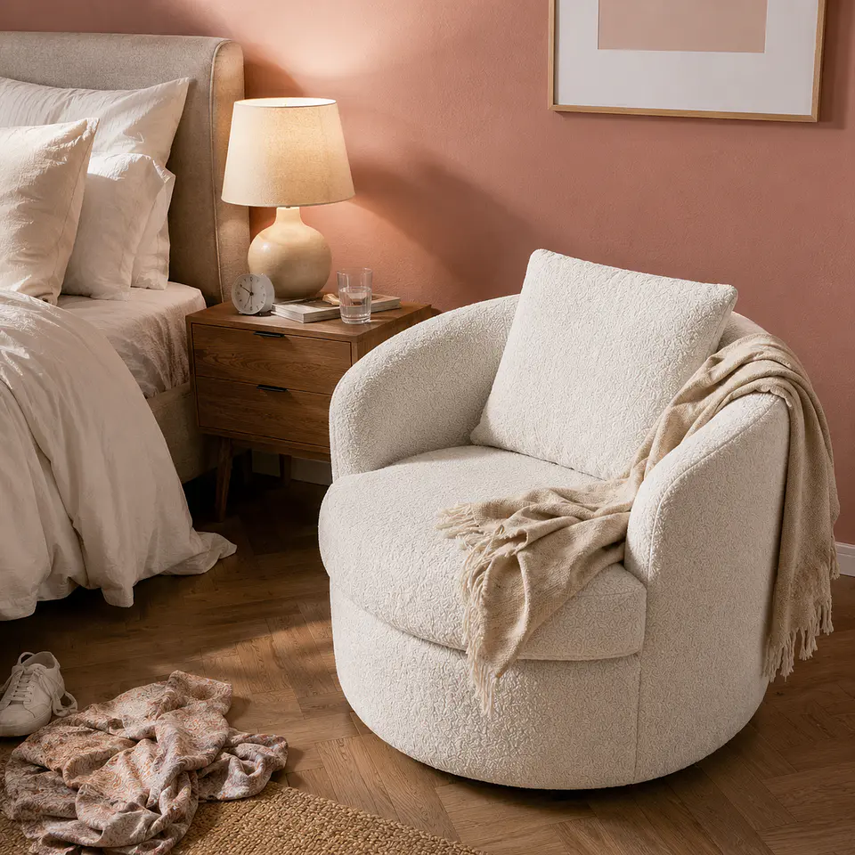 Sillón Giratorio Boucle ovejita 360° Pro- Living Dormitorio Recepción 5
