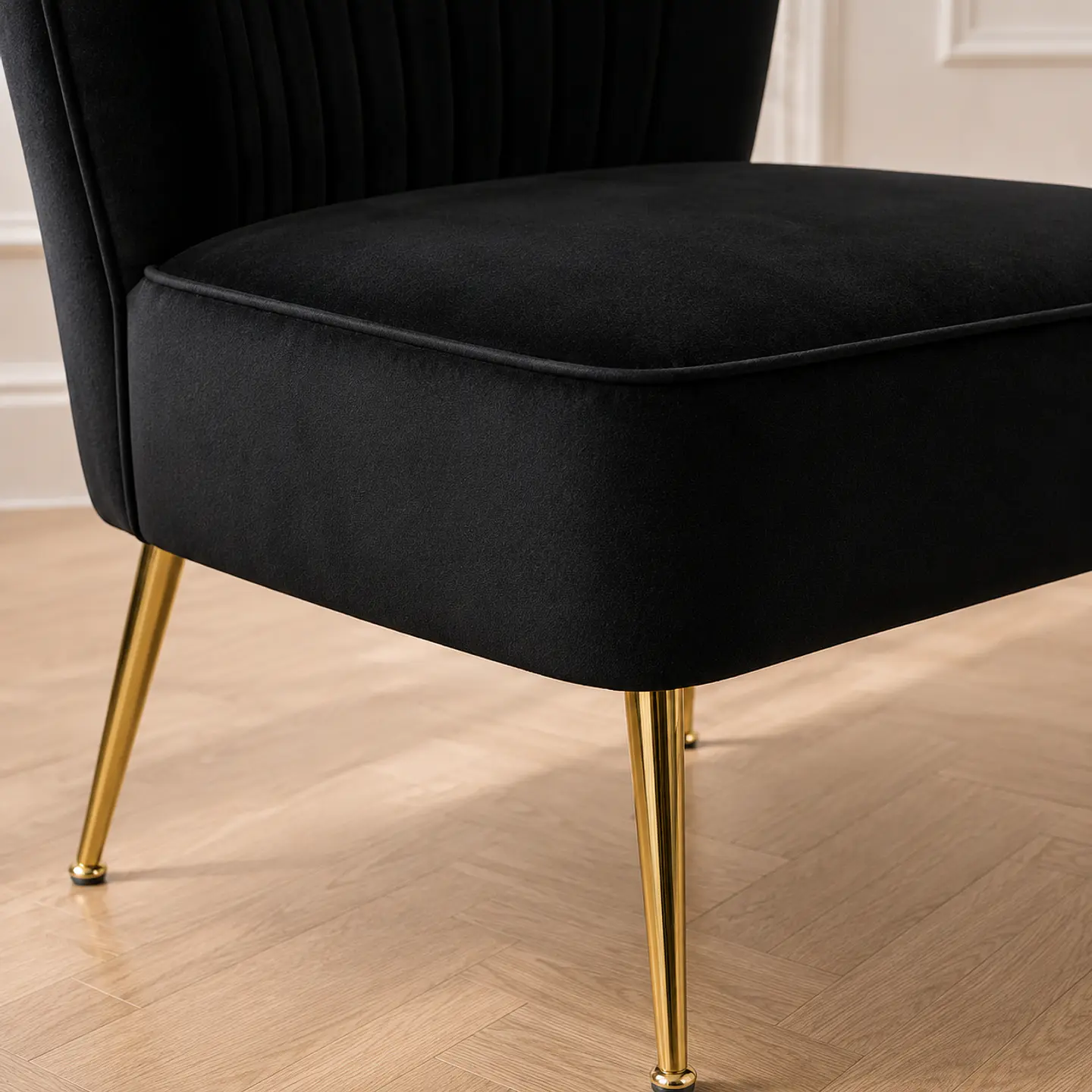Sillón Noir Velvet Negro Gold -Living Dormitorio Recepción 3