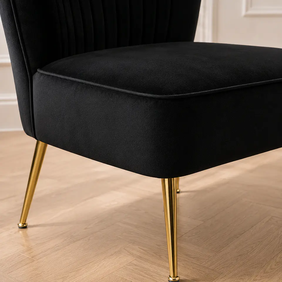 Sillón Noir Velvet Negro Gold -Living Dormitorio Recepción 3