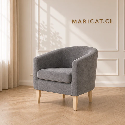 Sillón Line Velvet Wood Gris- Living Dormitorio lectura