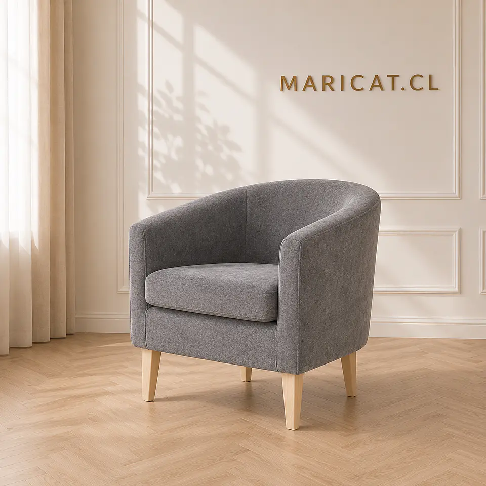 Sillón Line Velvet Wood Gris- Living Dormitorio lectura 1
