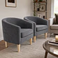 Sillón Line Velvet Wood Gris- Living Dormitorio lectura - Miniatura 2