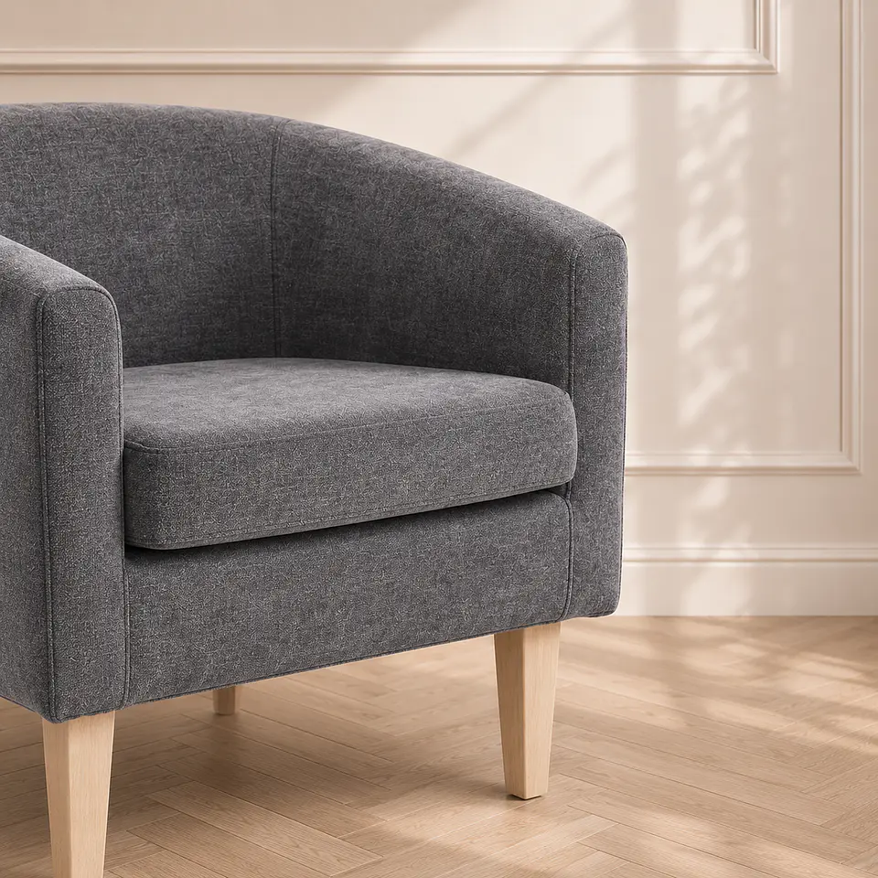 Sillón Line Velvet Wood Gris- Living Dormitorio lectura 3