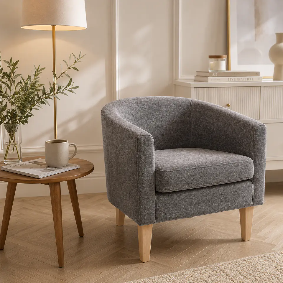 Sillón Line Velvet Wood Gris- Living Dormitorio lectura 4