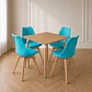 Mesa Eames cuadrada wood + 4 sillas Tulip polipropileno con cojin - comedor  - Miniatura 1