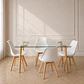 Mesa Rectangular Croacia Vidrio + 4 sillas tulip polipropileno con cojin- comedor - Miniatura 1