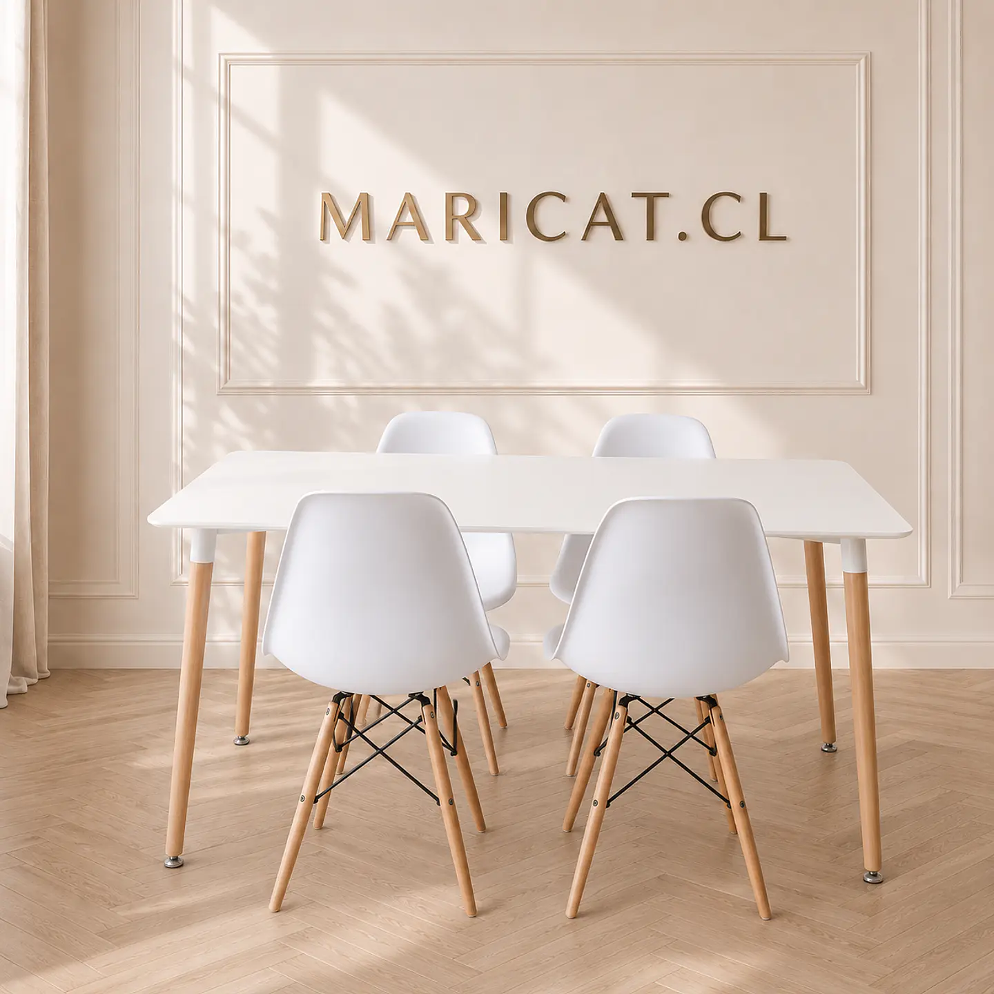 Mesa Rectangular Eames MDF + 4 Sillas Eames –comedor 1