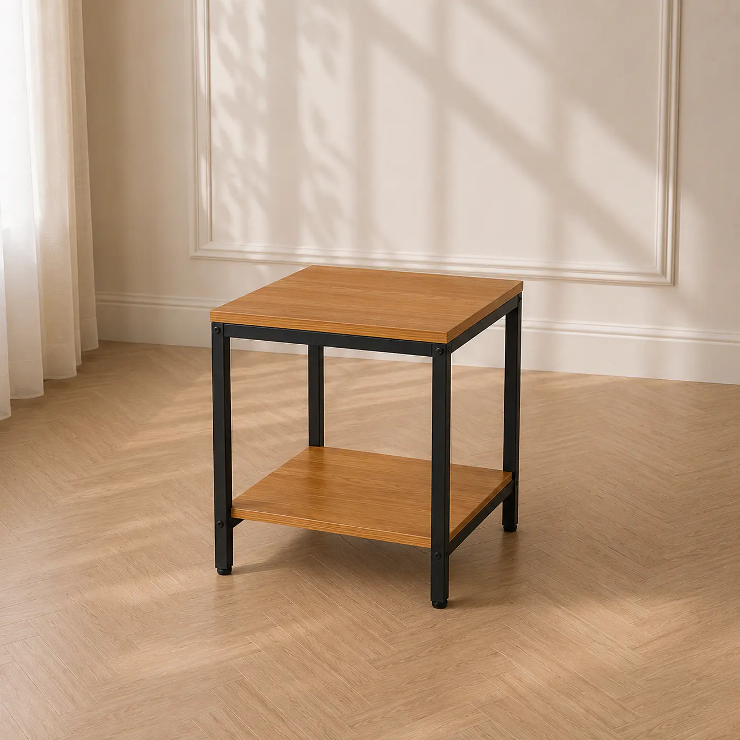 Mesa Lateral multiuso dos Niveles MDF Metal Living Dormitorio 1
