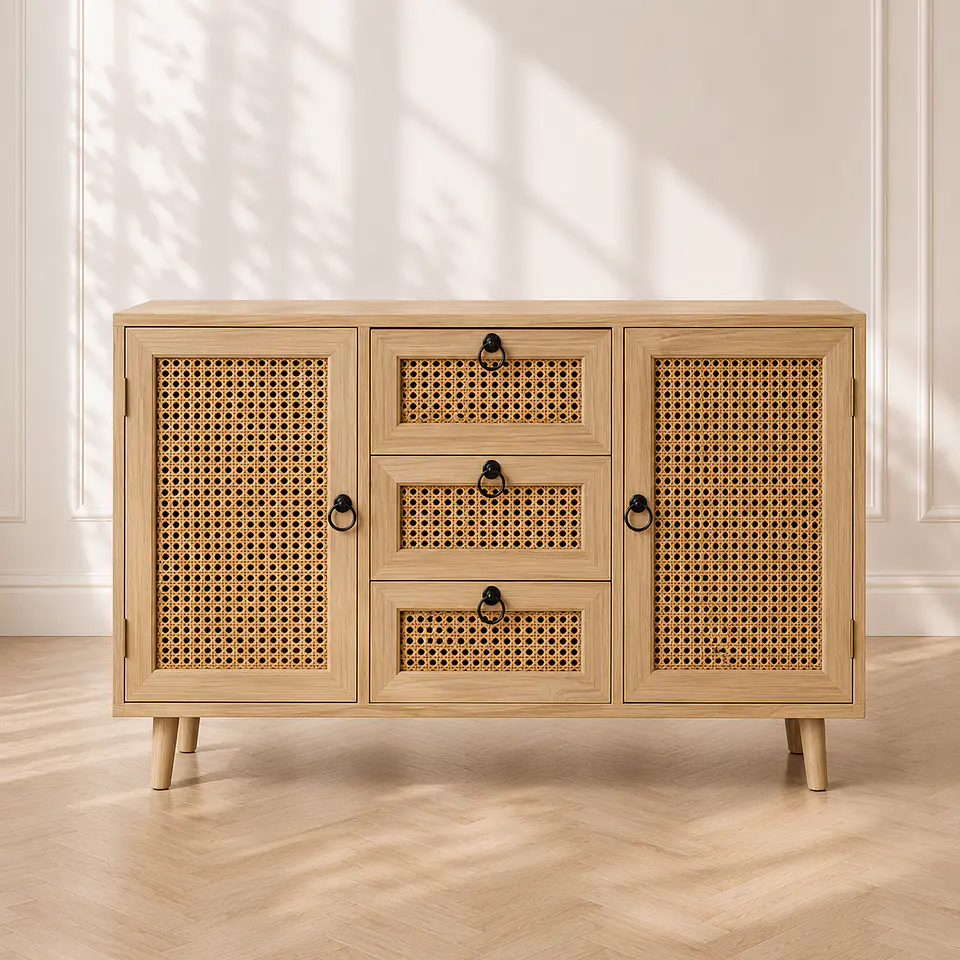 Aparador Buffet Siena Rattan Melamina Comedor Living Recepción 1